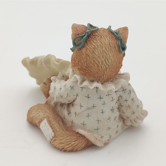 Calico Kittens Cat Figurine Ruffled Heart Plaque 1992 Enesco Orange Tabby Feline - Picture 4 of 9